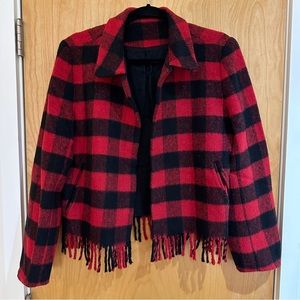 Vintage Checkered Fringe Jacket